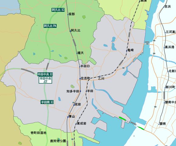 半田市の地図