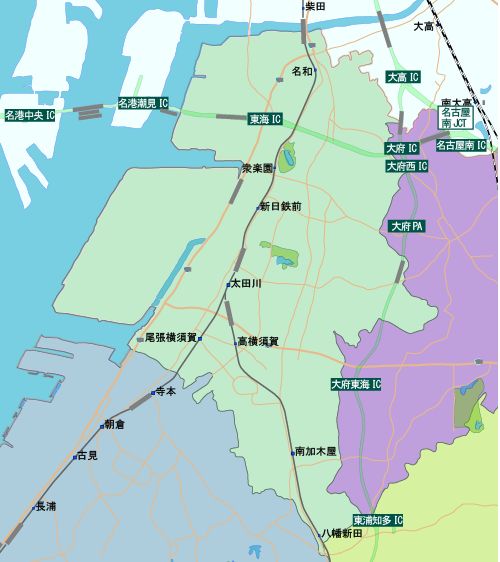 東海市の地図